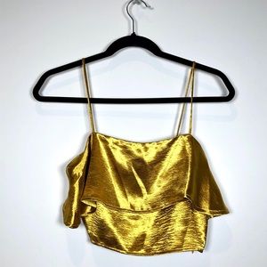 NWOT Gold Flounce Crop Top
